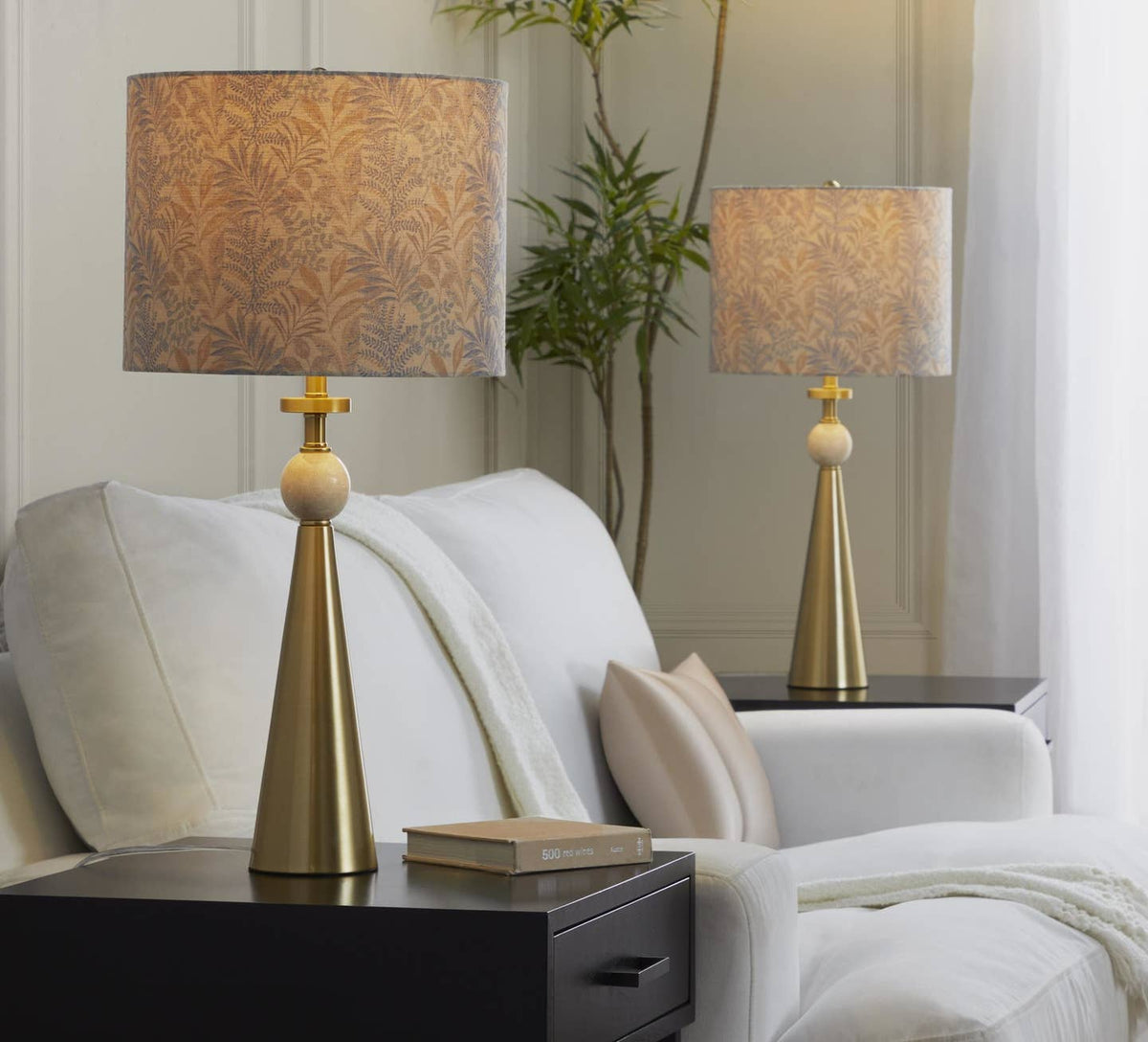 Cone Travertine 27" Table Lamp - Set of 2 in Gold Metal by LumiSource and Grandview Gallery — view 6