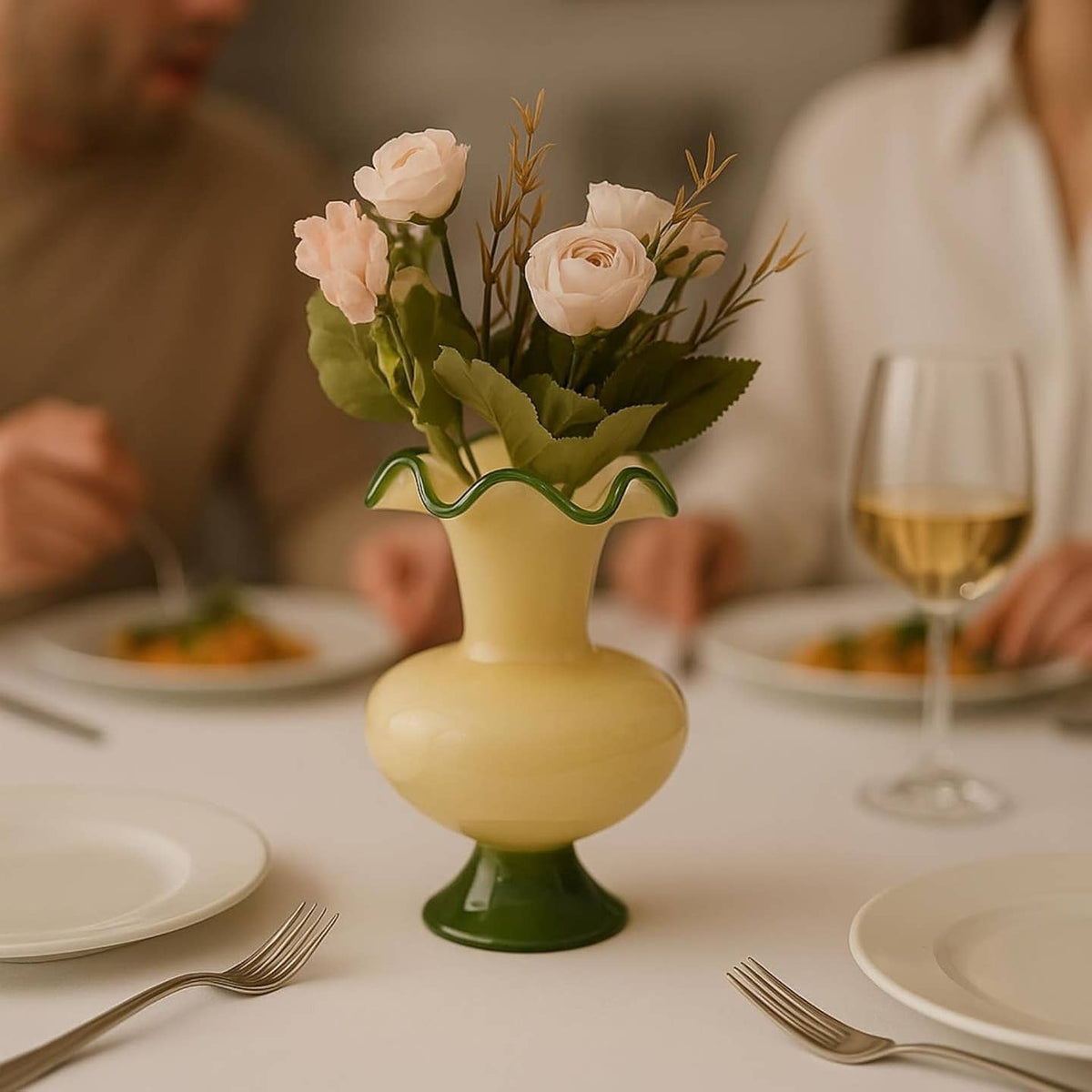 Verdant Bloom Hand-Blown Glass Flower Vase Décor - 11" by The Wine Savant / Khen Glassware — view 5
