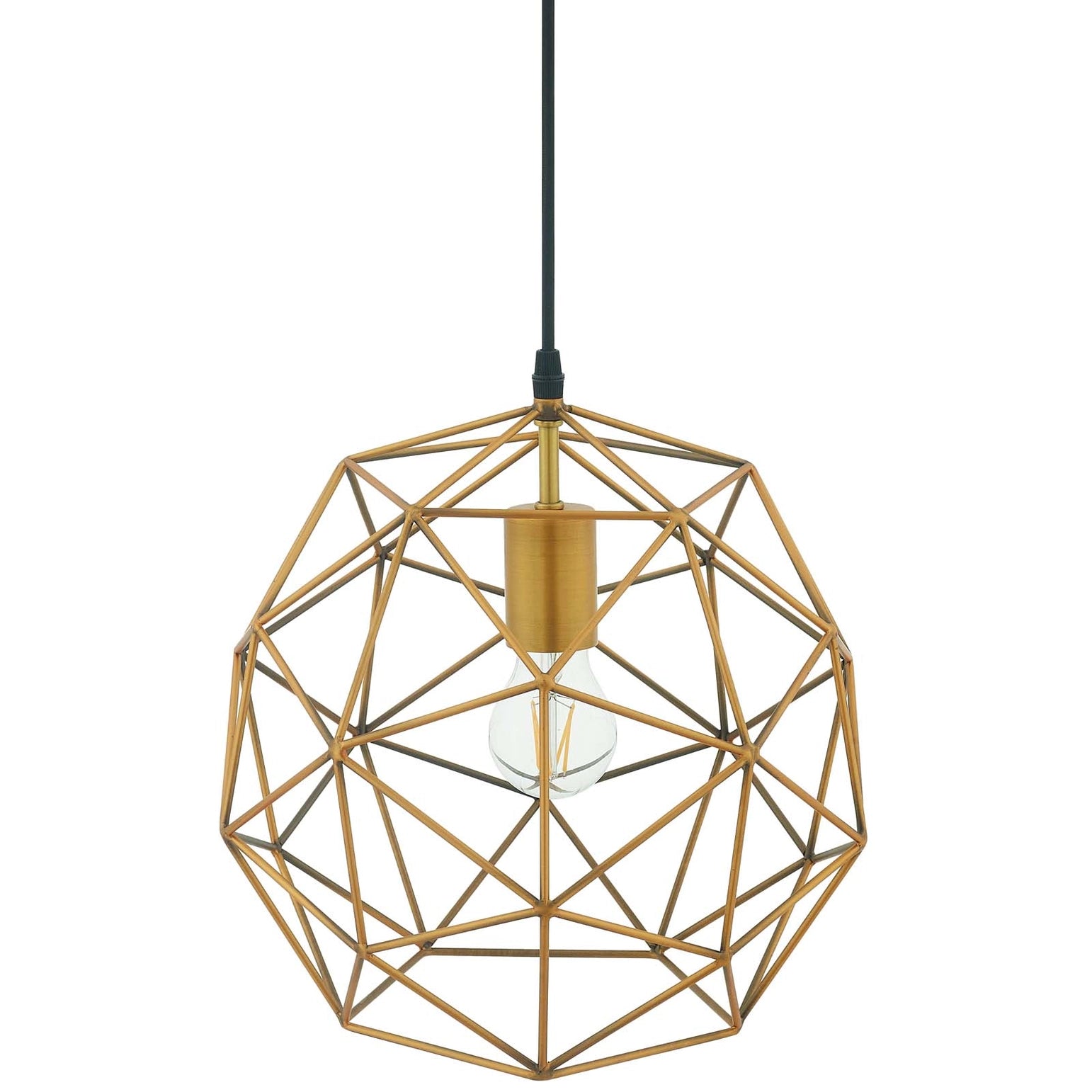 Rareform Brass Decagon pendant, geometric gold architectural ceiling light