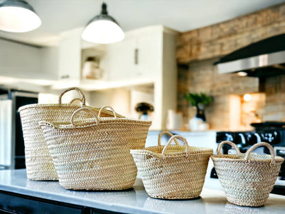French Basket, Straw Tote Bag, Grocery Bag, Woven Bag by Melecraft — view 2
