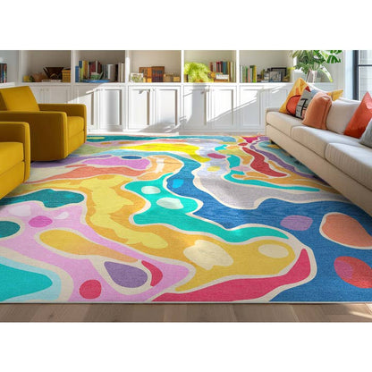 Crayola Modern Whimsy Waves Color Mix Multi-Color Area Rug By Well Woven
