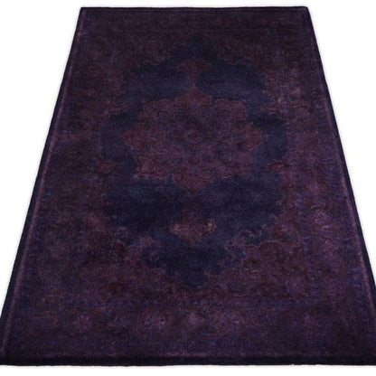3x5, 5x8 and 8x11 Blue and Purple Plum Handmade Overdyed Rug