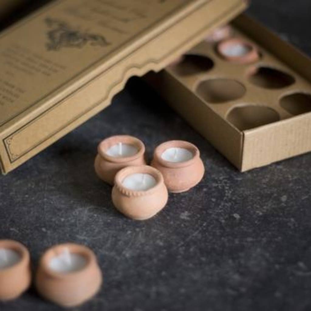Handmade Terracotta Beeswax Tea Light Candles - Box of 10 by Dalit Goods Co — view 8