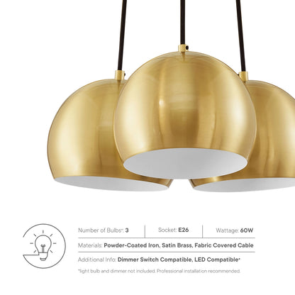 Golden Chalice 3-Light Metal Pendant