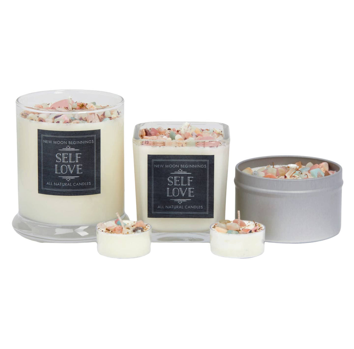Self Love Candle - Dried Flower, Herb, & Crystal Candles by New Moon Beginnings — view 9