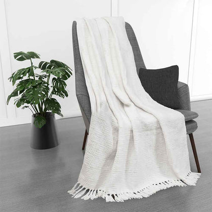 Kathy Ireland Oversized Chenille Fringed Basket Throw by Bed Bath Fashions — view 16