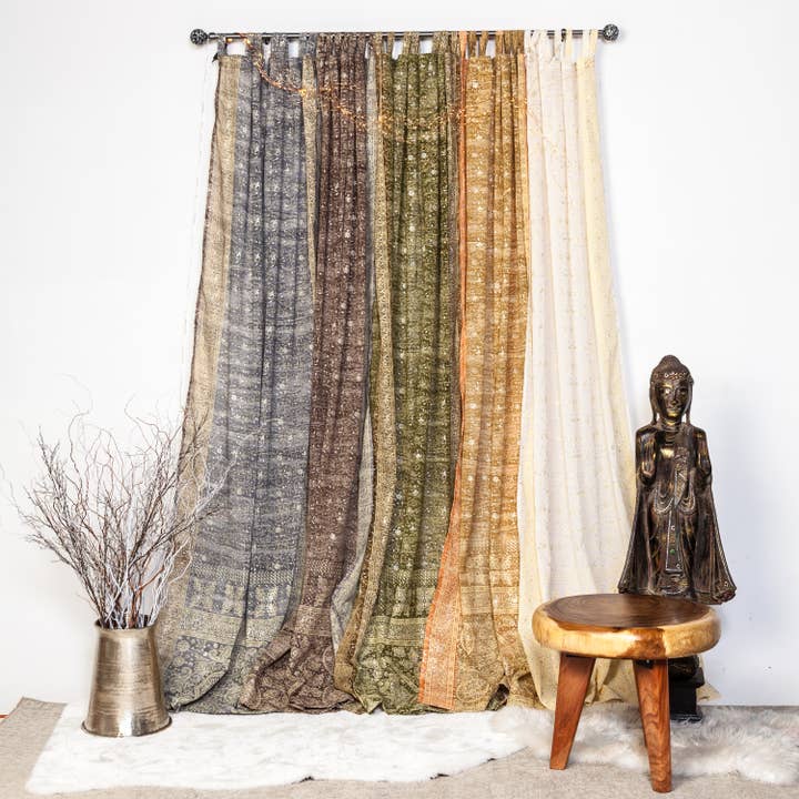 Boho Home Collection Light-Filtering Sari Curtains by Studio CLRS — view 2
