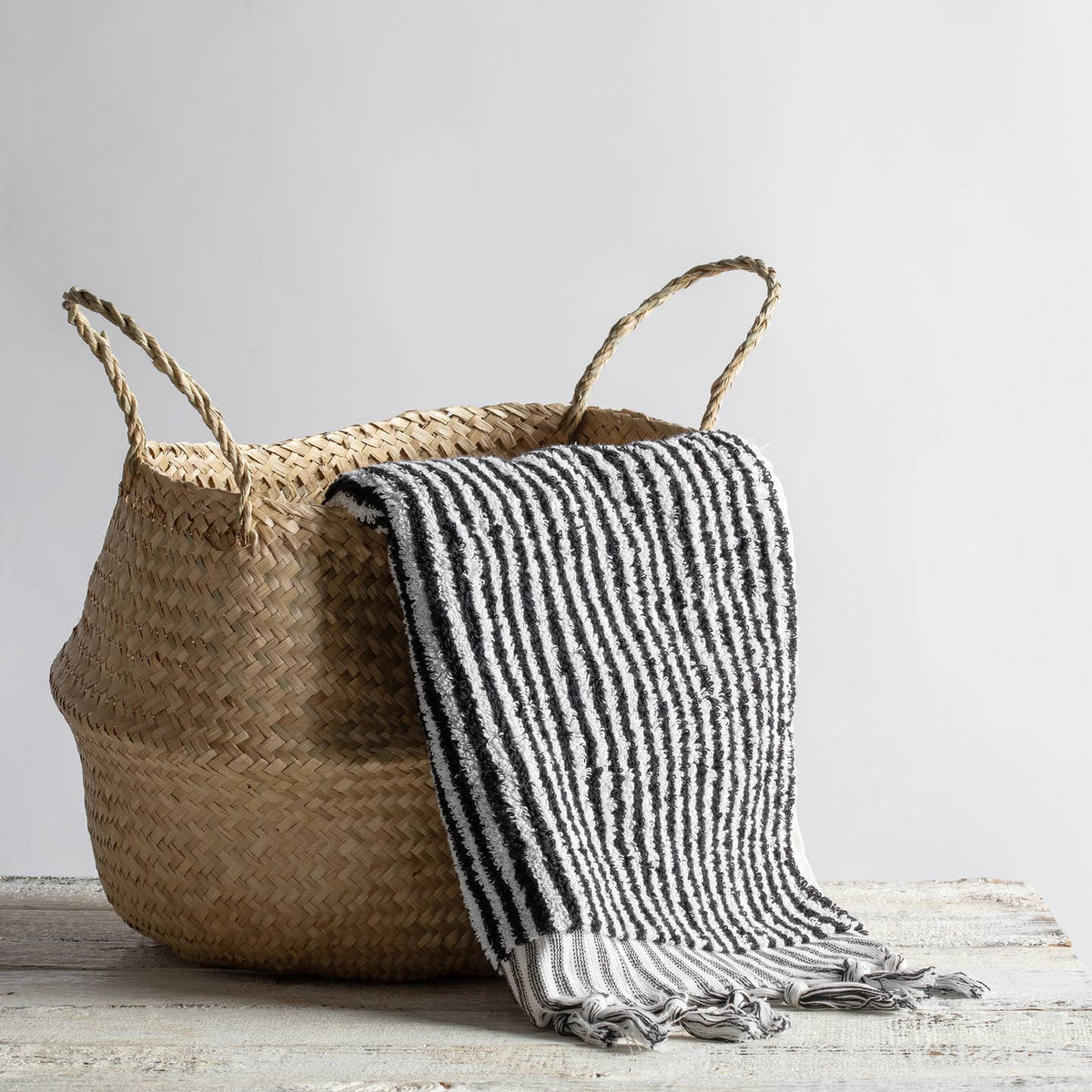 Stripe Bubble Handloomed Turkish Hand Towels 17x38" Bohemian by Kikoya — view 4