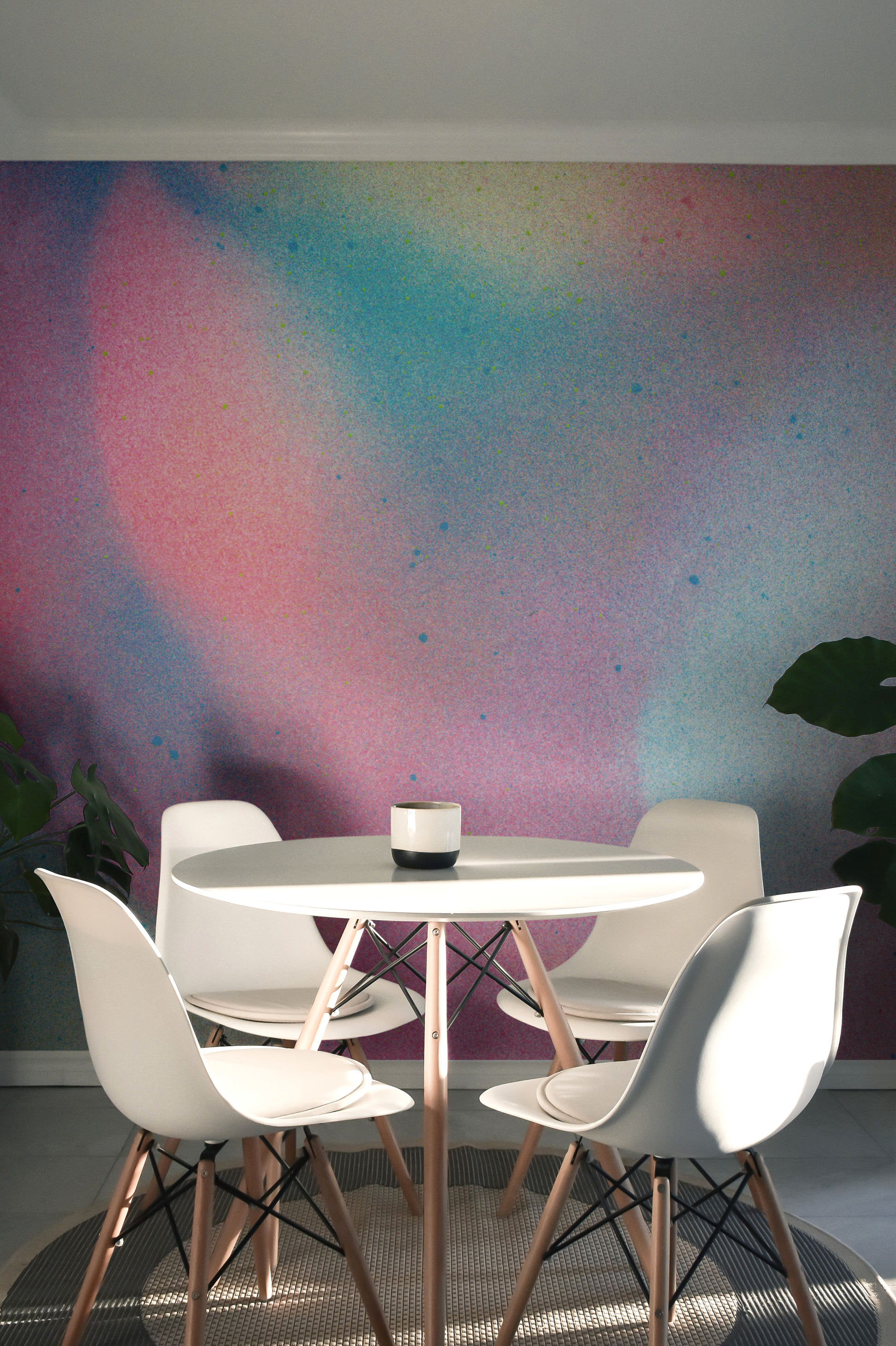 Blush and Azure Reverie abstract peel and stick wallpaper mural