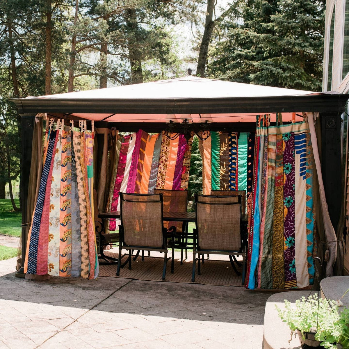 Rainbow Oasis: Recycled Sari Curtains by Darn Good Yarn — view 3