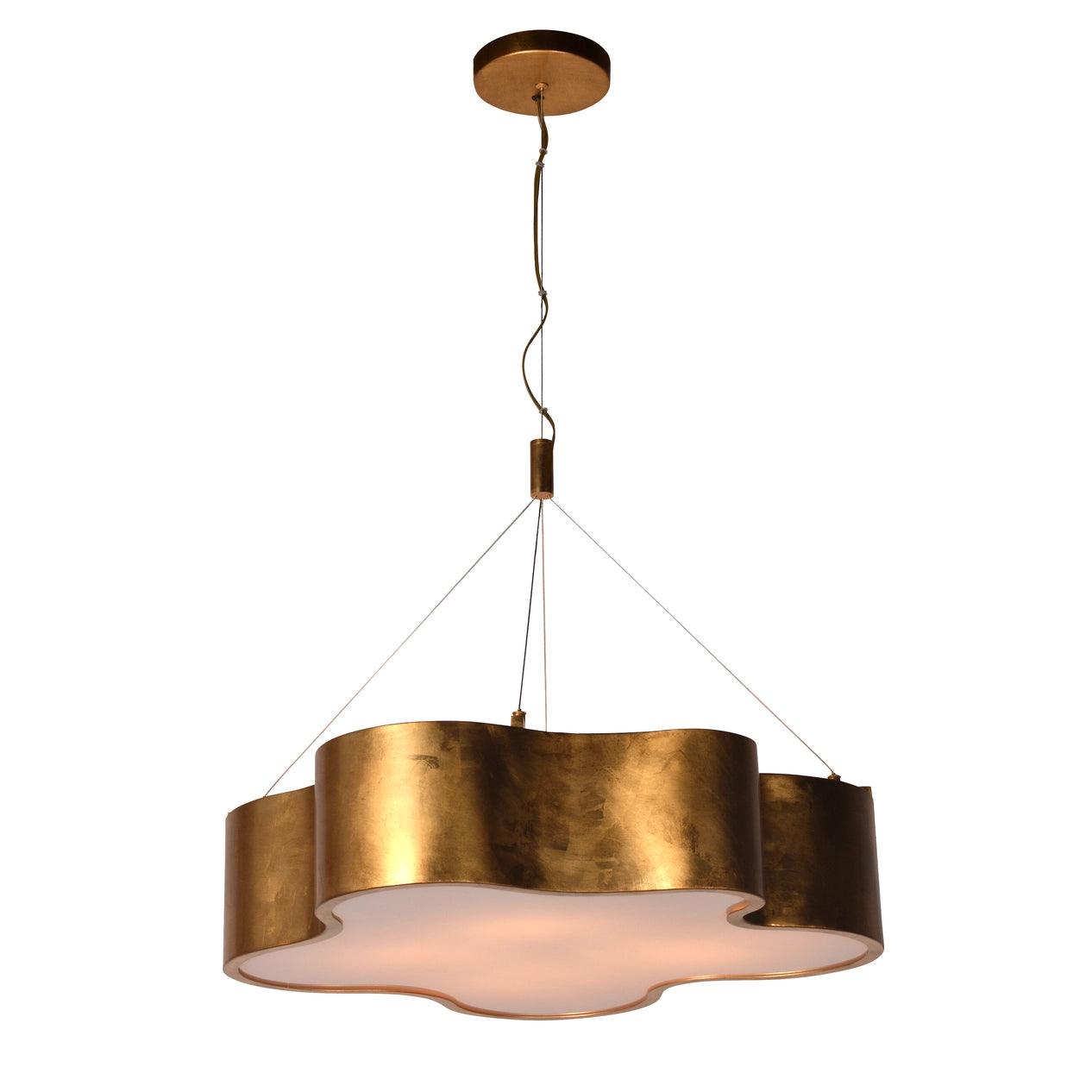 Cloudwave Art Deco pendant light with gold and frosted glass