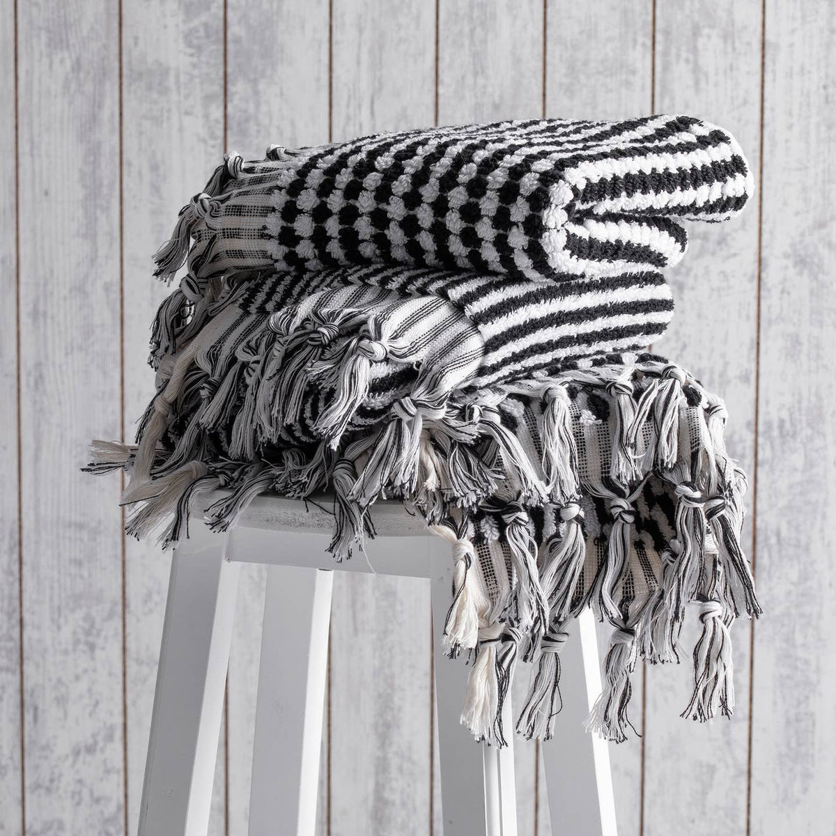 Stripe Bubble Handloomed Turkish Hand Towels 17x38" Bohemian by Kikoya — view 3