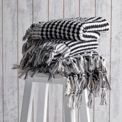 Stripe Bubble Handloomed Turkish Hand Towels 17x38" Bohemian by Kikoya — view 3