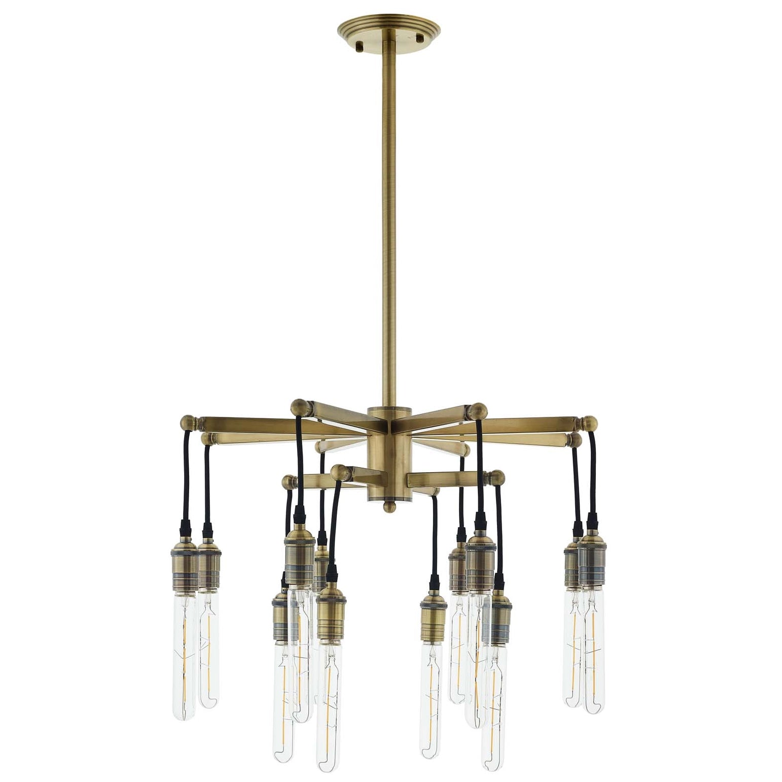 Equinox Antique Brass Pendant Chandelier industrial vintage dining fixture