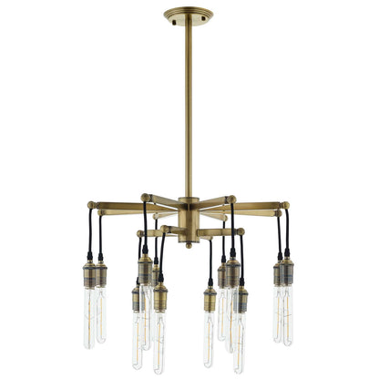 Equinox Antique Brass Pendant Chandelier industrial vintage dining fixture
