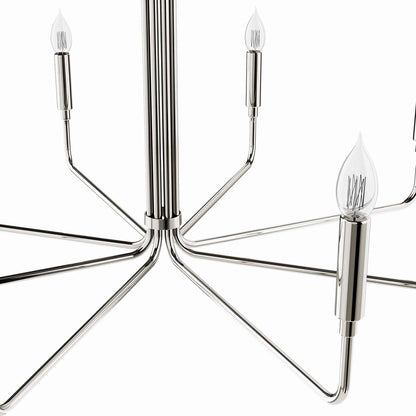 Lustre à 8 lumières en nickel poli de style Revival