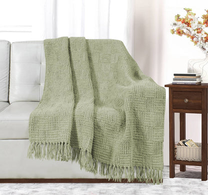 Kathy Ireland Oversized Chenille Fringed Basket Throw by Bed Bath Fashions — view 3