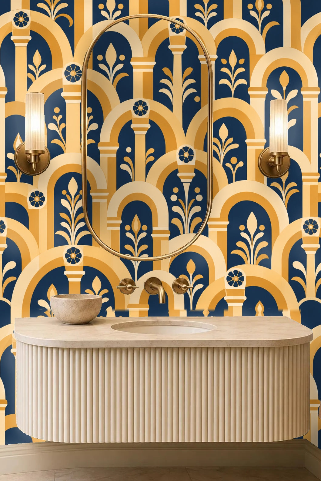 View of wallpaper pattern scale relative to wall height
