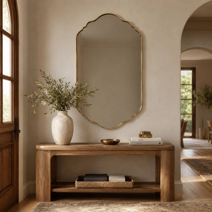 Handmade Antique Brass Decorative Wall Mirror — Moroccan Scalloped Mirror by Moroccantastics — view 4