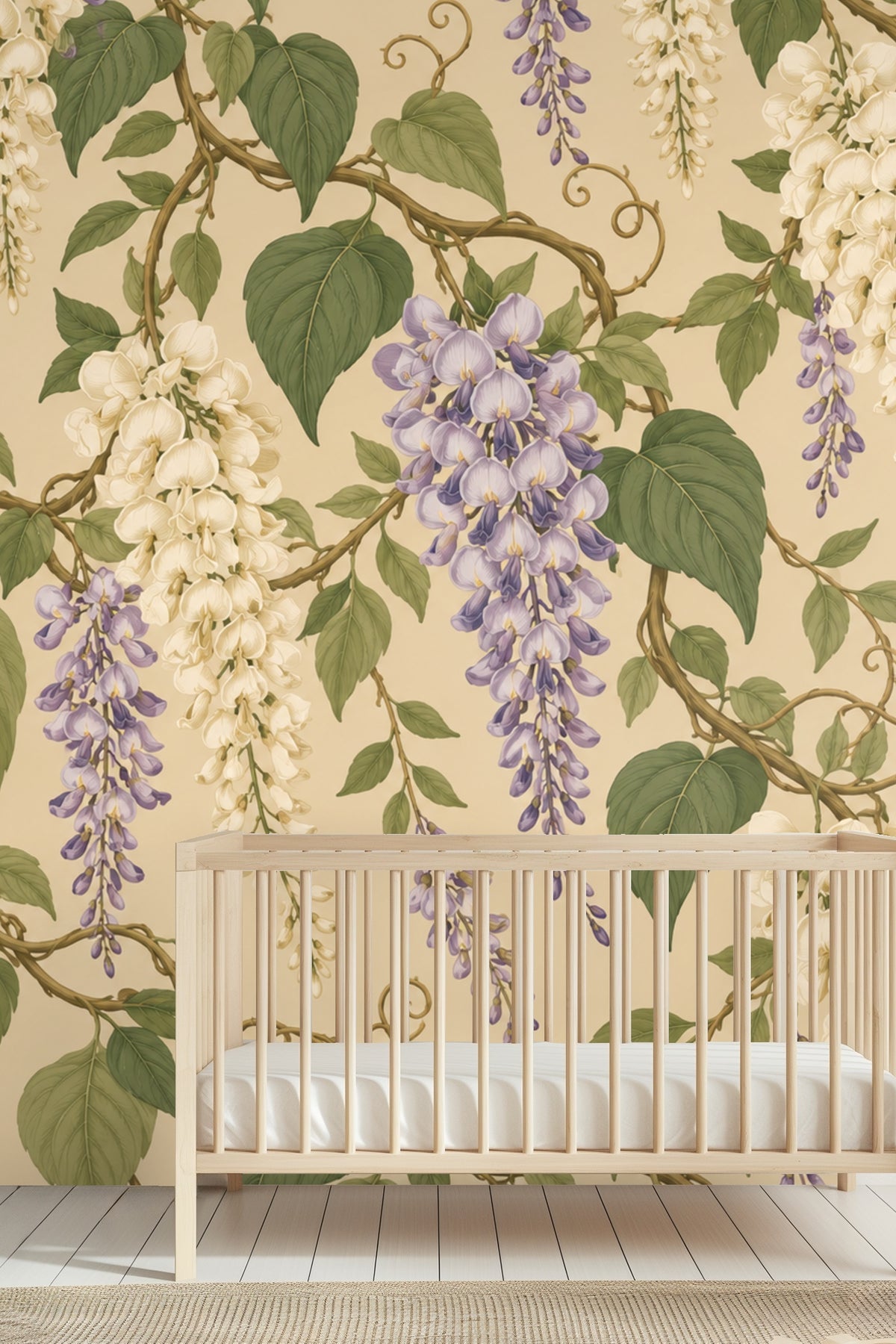 Serene botanical wallpaper providing a classic romantic atmosphere.