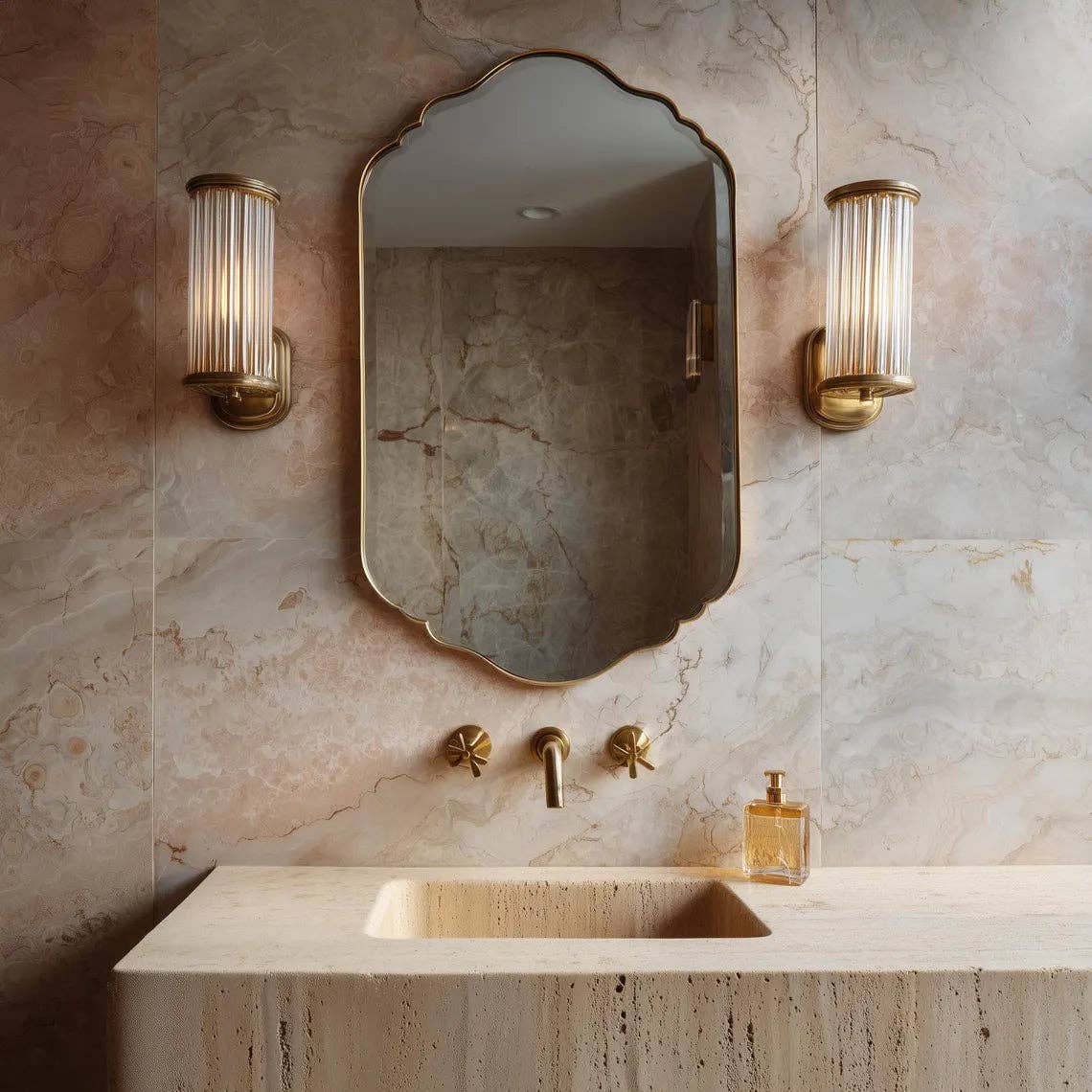 Handmade Antique Brass Decorative Wall Mirror — Moroccan Scalloped Mirror by Moroccantastics