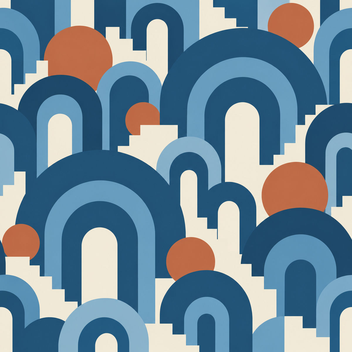 Overall pattern repetition illustrating the architectural rhythm and color balance. 