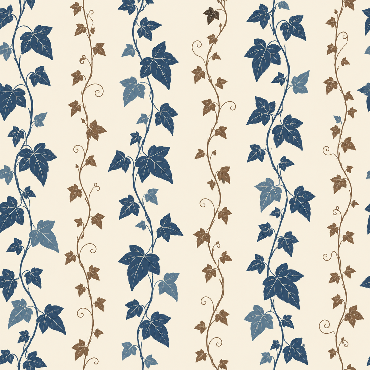 Artboard-style crop of the repeating vertical vines and leaf shapes against the cream ground