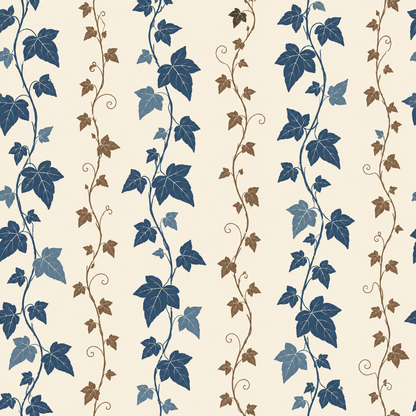 Artboard-style crop of the repeating vertical vines and leaf shapes against the cream ground