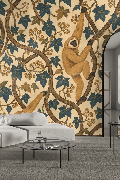 Naturalistic depiction of rainforest vines and leaves with artistic stylization