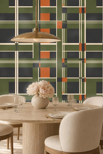 Pattern repeat visual emphasizing the grid intersections and color blocking