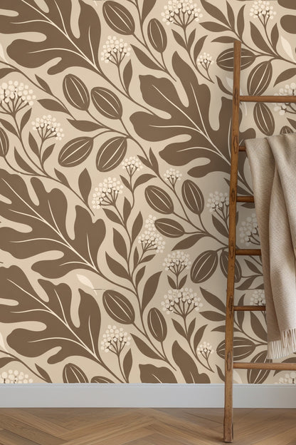 Wallpaper palette of warm beige and muted browns
