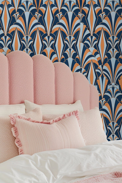 Copper Kite Arcade wallpaper in a vertical panel illuminated by natural light.