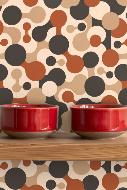 Another close-up of Cinder Orbit Chains showing midcentury style linked circles in warm tones.