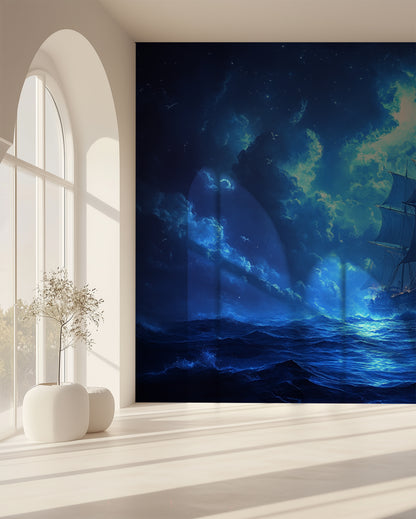Nautical Ship Moonlit Voyage