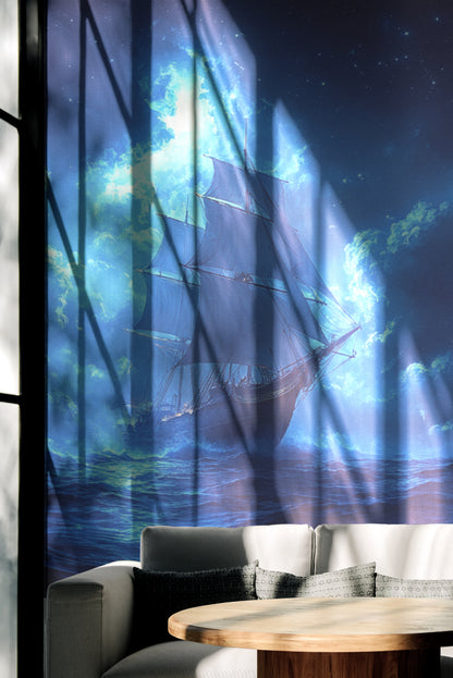 Nautical Ship Moonlit Voyage