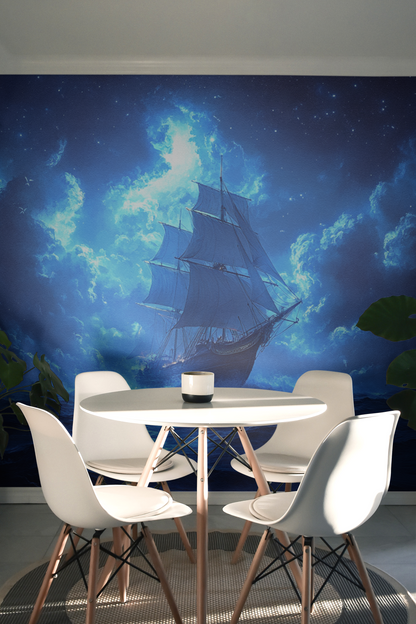 Nautical Ship Moonlit Voyage