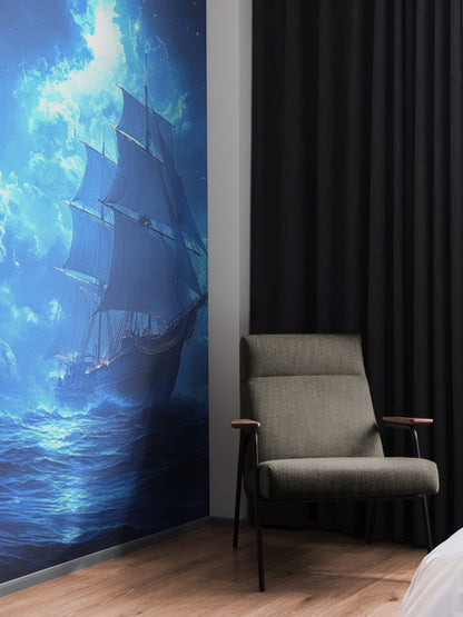 Nautical Ship Moonlit Voyage