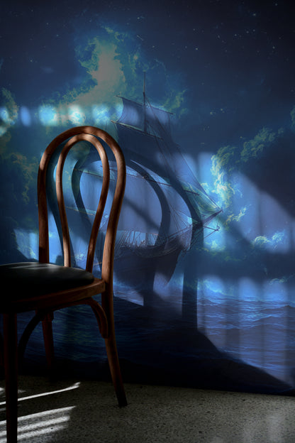 Nautical Ship Moonlit Voyage