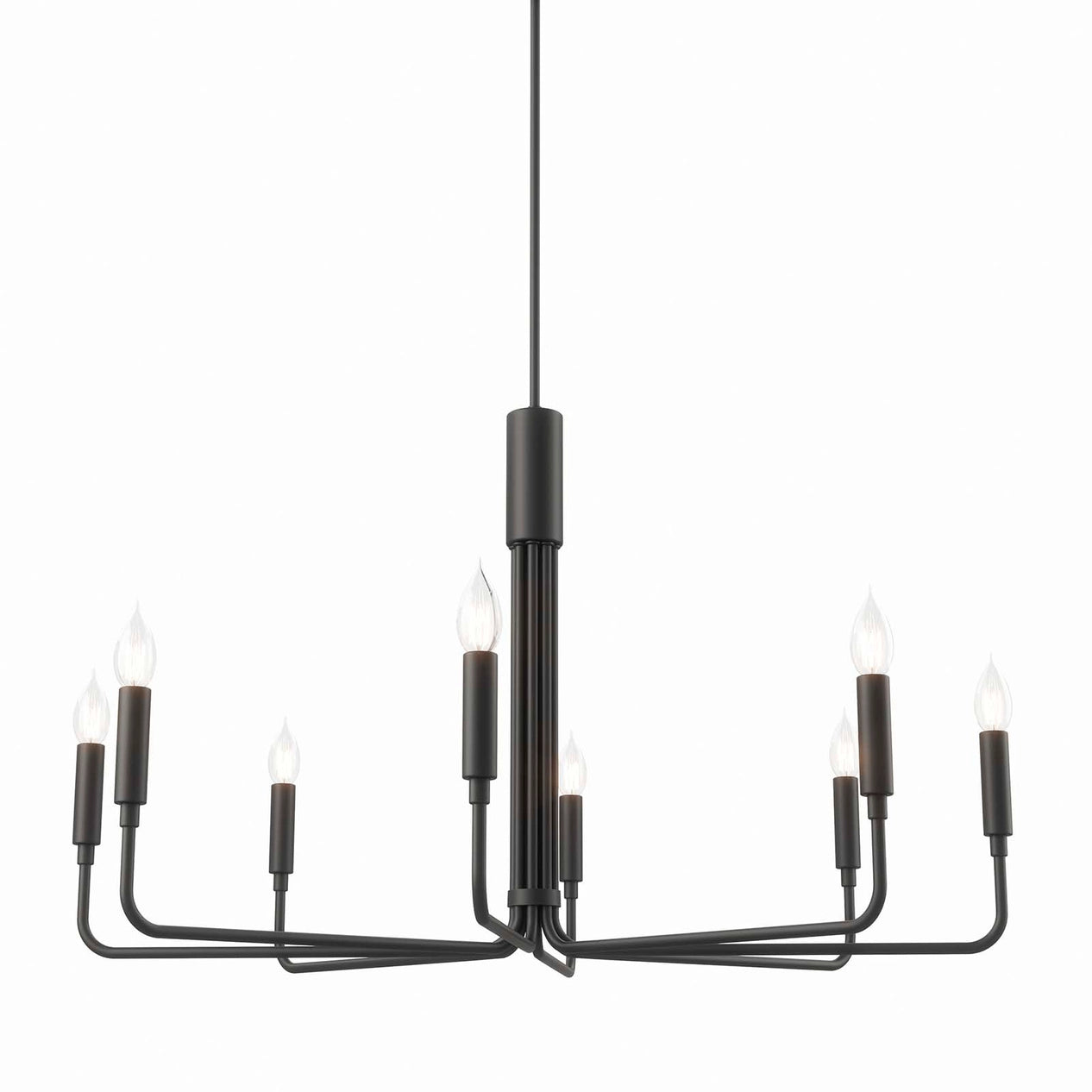 Midnight Revival matte black chandelier, 8-light dining room fixture