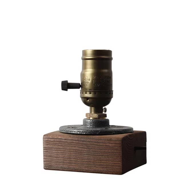 Industrial Led Table Lamp with Wood Base by huemabe (All Import Duties Covered) — view 4