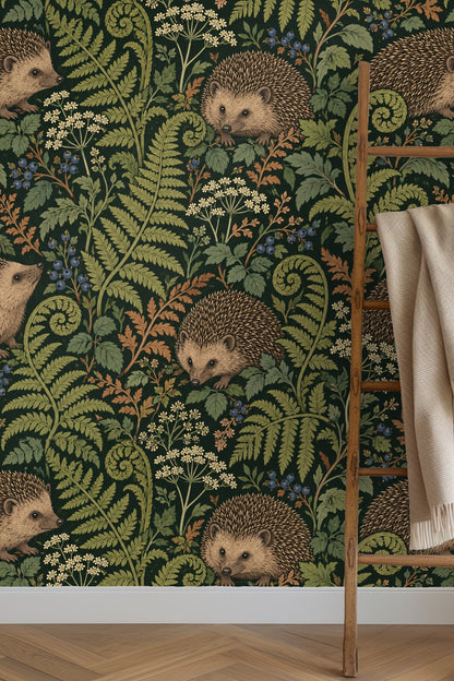 Joined wallpaper panels showing the repeating hedgehog motif.