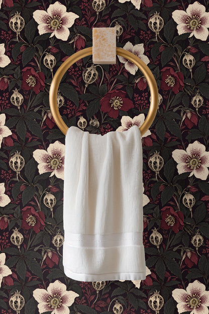 Pattern repeat illustrating naturalistic botanical elements in muted colors