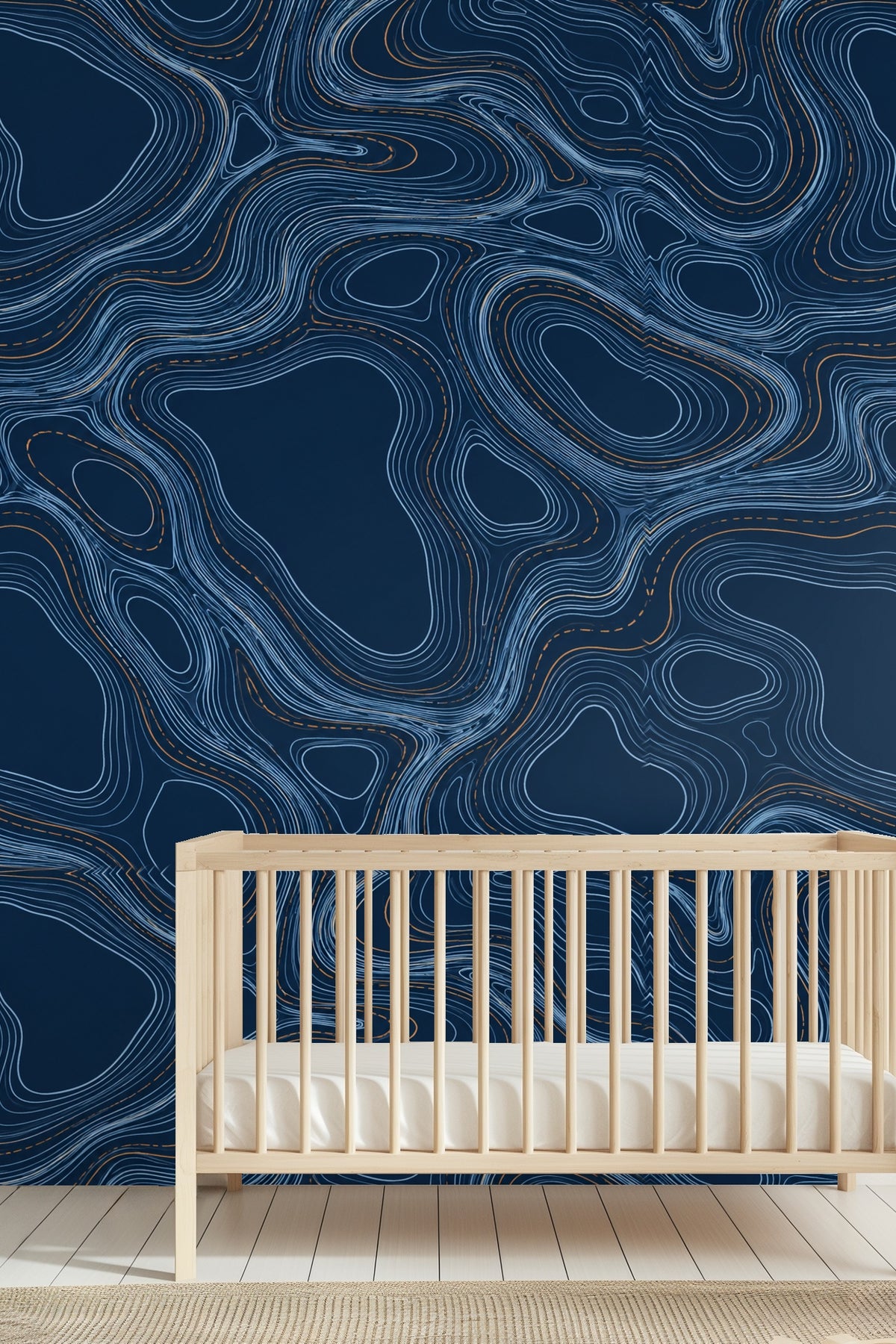 Textured engraved lines wallpaper in ambient room light