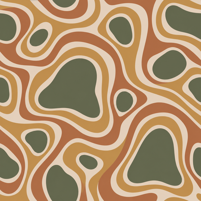 Pattern repeat of undulating contours evoking stone formations.
