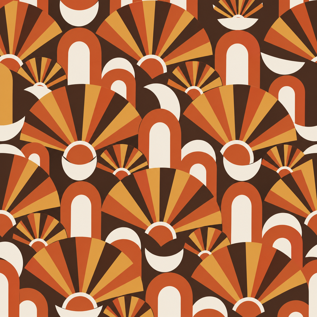 Pattern snippet featuring radiant sunburst elements in warm earthy palette