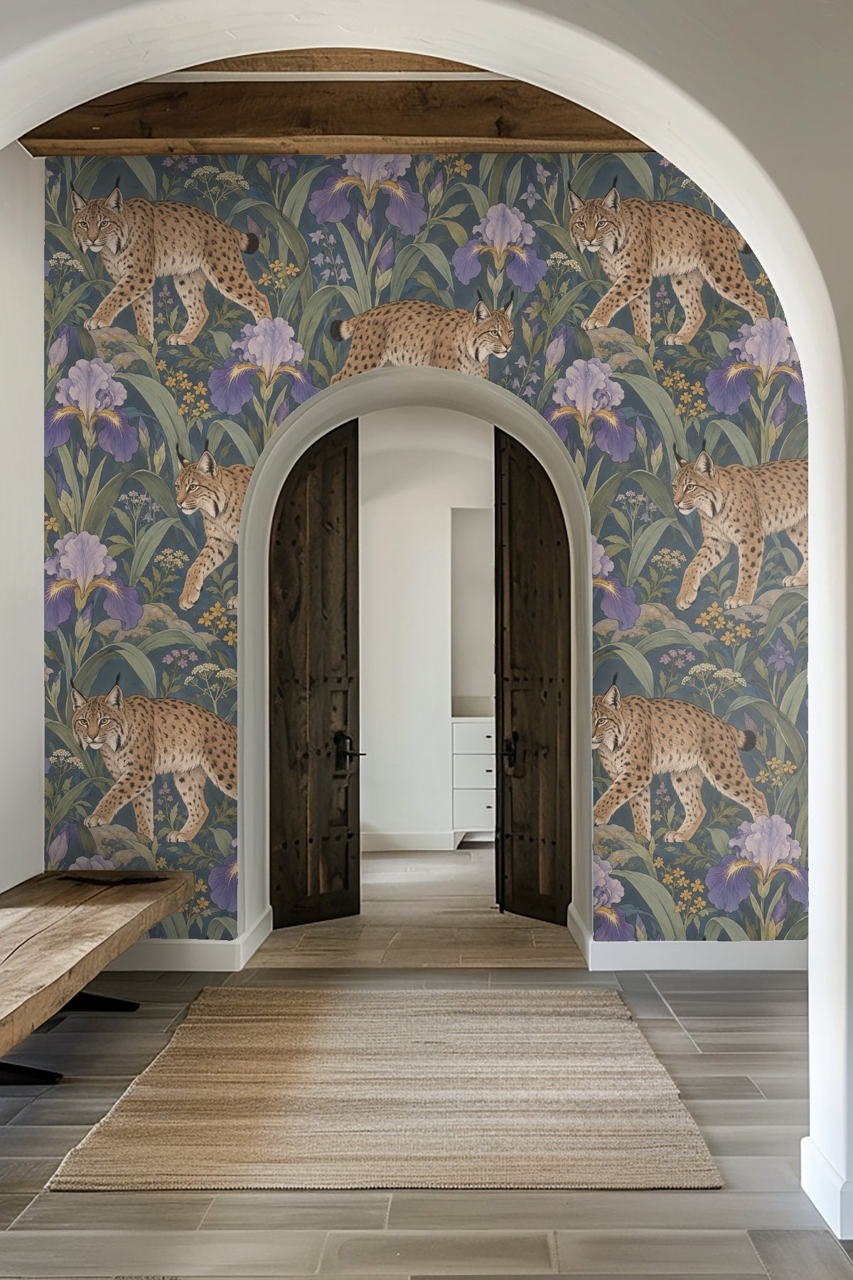 Lilac Iris Lynx Wallpaper wallpaper shown in an interior setting