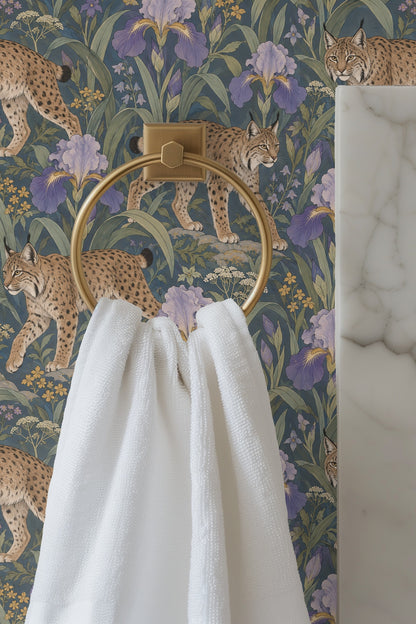Lilac Iris Lynx Wallpaper wallpaper shown in an interior setting