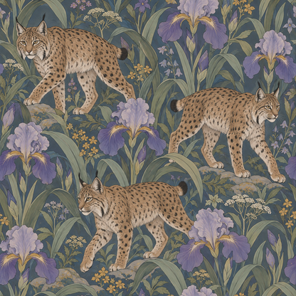 Lilac Iris Lynx Wallpaper wallpaper shown in an interior setting