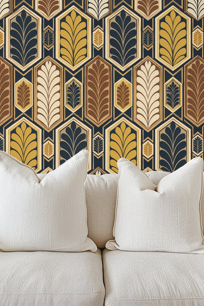 Soft natural light on wallpapered wall