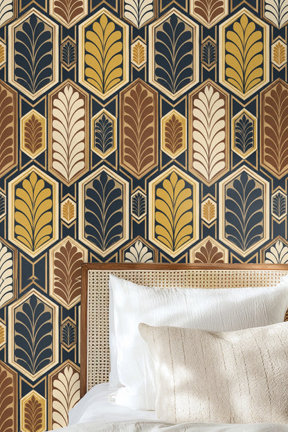 Honeycomb Feather Vault wallpaper pattern full view